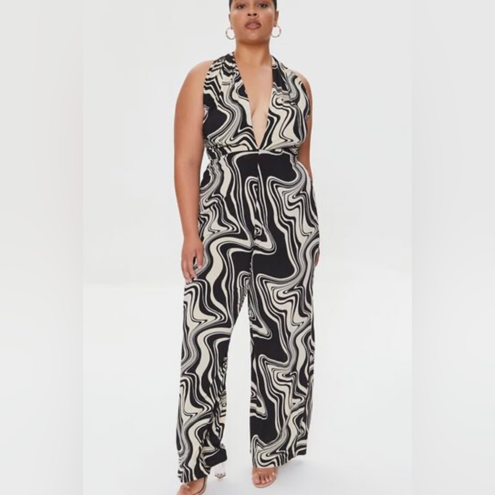 Forever 21 marble print halter jumpsuit